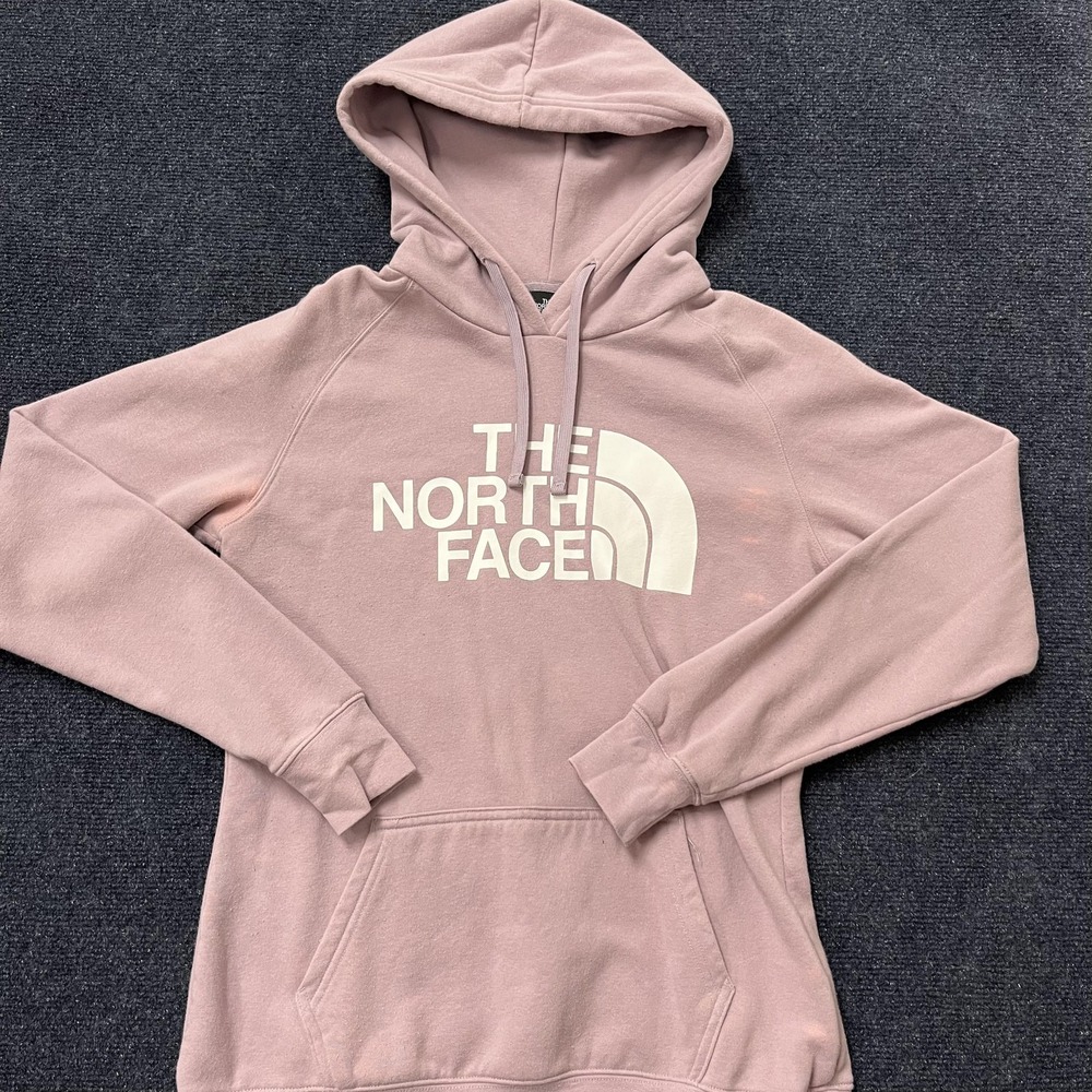 The‎ North Face Hoodie Womens Small Pink Hooded Pullover Sweatshirt Logo Fleece